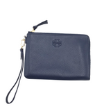 TORY BURCH LEATHER ZIP WRISTLET WOMEN'S ACCESSORIES NAVY GOLD 10” 5.0” 1.5”