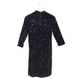 J MCLAUGHLIN NWT SEQUIN 3/4 SLEEVE DESIGNER DRESS BLACK XSMALL