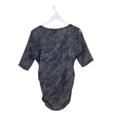 WHITE HOUSE BLACK MARKET MESH PRINT SHORT SLEEVE TOP GREY MULTI LARGE