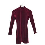GIANNI BINI VELVET LONG SLEEVE DRESS MAROON XS