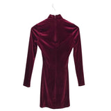 GIANNI BINI VELVET LONG SLEEVE DRESS MAROON XS
