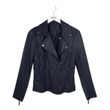 MAX STUDIO FAUX LEATHER BIKER JACKET NAVY SMALL