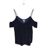 JOIE VELVET FLUTTER SLEEVE DESIGNER TOP NAVY SMALL