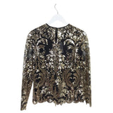 NAEEM KHAN SEQUIN LONG SLEEVE DESIGNER TOP BLACK GOLD SMALL