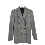 THEORY WOOL DOUBLE BREASTED DESIGNER BLAZER BLACK WHITE 8