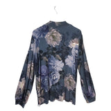 JOHNNY WAS LONG SLEEVE FLORAL DESIGNER TOP GRAY CREAM X LARGE