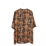 JUDE CONNALLY 3/4 FLARE SLEEVE DRESS BROWN ORANGE LARGE