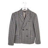 THEORY RET$495 WOOL HOUNDSTOOTH DOUBLE BREASTED DESIGNER BLAZER CREAM BLACK 6