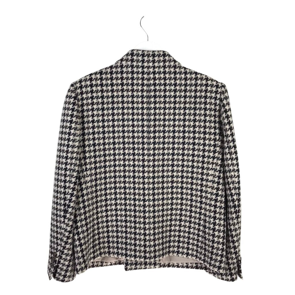 THEORY RET$495 WOOL HOUNDSTOOTH DOUBLE BREASTED DESIGNER BLAZER CREAM BLACK 6