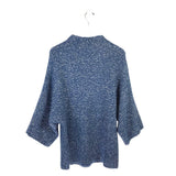 ST JOHN CHUNKY KNIT 3/4 SLEEVE DESIGNER SWEATER TEAL WHITE XLARGE