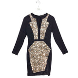 ETRO RET$1595 EMBROIDERED LONG SLEEVE DESIGNER DRESS BLACK CREAM 42