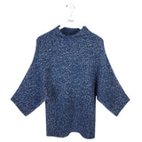 ST JOHN NWT$595 COWL LONG DESIGNER SWEATER BLUE WHITE XS