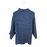 ST JOHN NWT$595 COWL LONG DESIGNER SWEATER BLUE WHITE XS