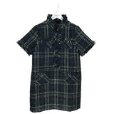 POMANDER PLACE RET$168 TWEED SHORT SLEEVE DESIGNER DRESS GREEN BLACK SMALL