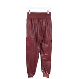 CINQ A SEPT RET$660 2PC PU JACKET/PANT DESIGNER OUTFIT RED SMALL
