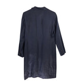 RET$325 LINEN LONGLINE DESIGNER COAT NAVY MEDIUM