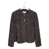 ST JOHN COLLECTION 2PC SKIRT/BLAZER KNIT DESIGNER OUTFIT BROWN GREY 10