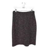 ST JOHN COLLECTION 2PC SKIRT/BLAZER KNIT DESIGNER OUTFIT BROWN GREY 10