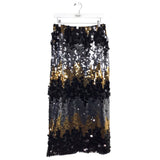 TYLER BOE NWT$275 SEQUIN MAXI DESIGNER SKIRT BLACK SILVER 6