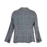 VERONICA BEARD PLAID LONG SLEEVE DESIGNER BLAZER BLACK WHITE BLUE 2