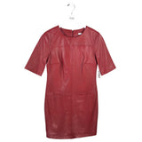 TRINA TURK NWT$598 SHEEP LEATHER SHORT SLEEVE DESIGNER DRESS RED 2