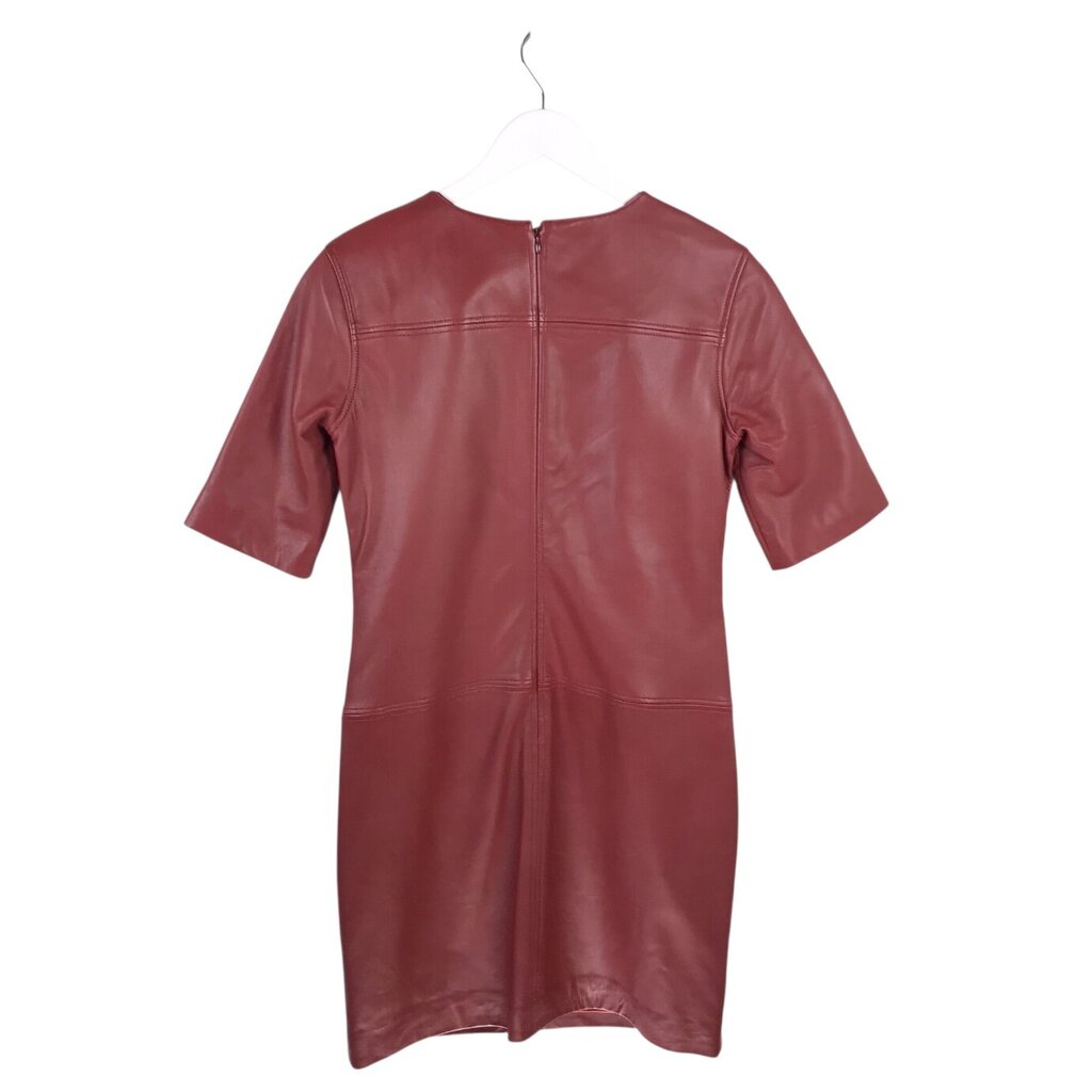 TRINA TURK NWT$598 SHEEP LEATHER SHORT SLEEVE DESIGNER DRESS RED 2