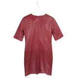 TRINA TURK NWT$598 SHEEP LEATHER SHORT SLEEVE DESIGNER DRESS RED 2