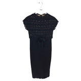 RED VALENTINO WOOL KNIT CAP SLEEVE DESIGNER DRESS BLACK SMALL