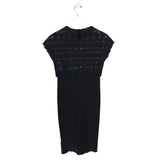 RED VALENTINO WOOL KNIT CAP SLEEVE DESIGNER DRESS BLACK SMALL