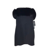 SAINT LAURENT NWT FAUX FUR TRIM STRAPLESS MINI LUXE DRESS BLACK LARGE