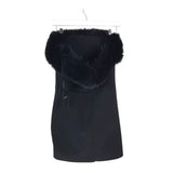 SAINT LAURENT NWT FAUX FUR TRIM STRAPLESS MINI LUXE DRESS BLACK LARGE