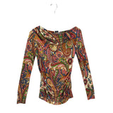ETRO RET$570 PRINT LONG SLEEVE DESIGNER TOP TAN MULTI 42