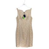 OSCAR DE LA RENTA NWT$2290 TWEED-STYLE SLEEVELESS LUXE DRESS GOLD 12