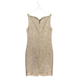 OSCAR DE LA RENTA NWT$2290 TWEED-STYLE SLEEVELESS LUXE DRESS GOLD 12