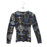 ETRO RET$570 PRINT LONG SLEEVE DESIGNER TOP BLACK CREAM 40