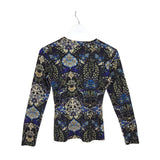 ETRO RET$570 PRINT LONG SLEEVE DESIGNER TOP BLACK CREAM 40