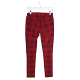 CHELSEA & THEODORE PLAID SKINNY DESIGNER PANT RED BLACK XS