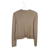 ST JOHN COUTURE KNIT ZIP LONG SLEEVE DESIGNER CARDIGAN OATMEAL 6