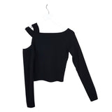ONE SHOULDER DESIGNER TOP BLACK MEDIUM