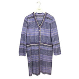 RET$398 TWEED-STYLE MIDI DESIGNER DRESS BLUE WHITE LARGE