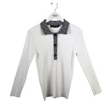 PROENZA SCHOULER LONG SLEEVE DESIGNER SWEATER WHITE BLACK XLARGE