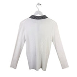 PROENZA SCHOULER LONG SLEEVE DESIGNER SWEATER WHITE BLACK XLARGE
