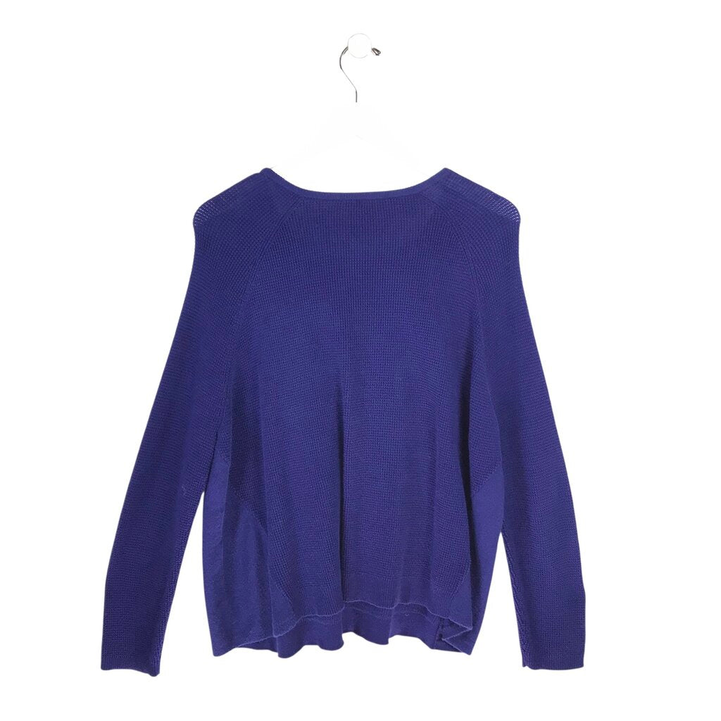 EILEEN FISHER WAFFLE KNIT LONG SLEEVE DESIGNER SWEATER INDIGO XSMALL