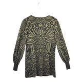 MING WANG GLITTER KNIT BALLOON SLEEVE DESIGNER CARDIGAN GOLD BLACK SMALL