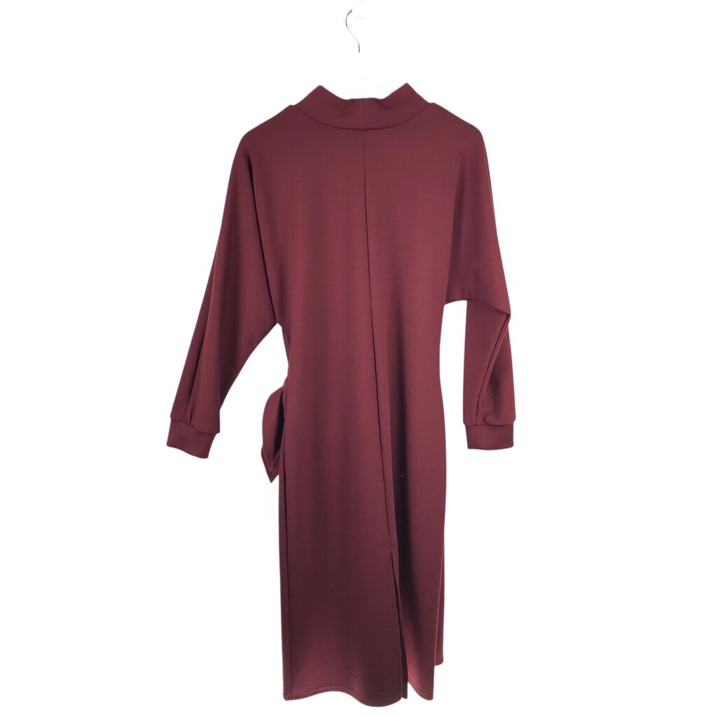 RET$258 LONG SLEEVE KNIT DESIGNER DRESS MAROON LARGE