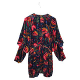 FARM RIO RET$295 VELOUR DESIGNER DRESS MAROON NAVY LARGE