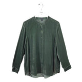 EILEEN FISHER VELOUR LONG SLEEVE DESIGNER BLOUSE GREEN LARGE