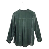EILEEN FISHER VELOUR LONG SLEEVE DESIGNER BLOUSE GREEN LARGE