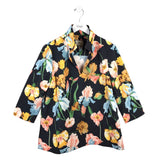 TUCKERNUCK FLORAL LONG SLEEVE DESIGNER TOP BLACK YELLOW LARGE