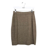 ST JOHN COLLECTION 2PC JACKET/SKIRT TWEED SUEDE TRIM DESIGNER OUTFIT BEIGE 4